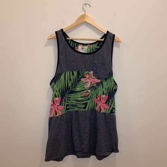 On the Byas Green & Gray tropical tank top sz XL - Picture 3 of 11